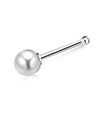 3mm Pearl Silver Bone Nose Stud NSKD-149p